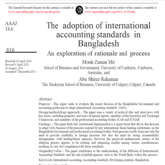 پذیرش استاندارد های بین المللی حسابداری